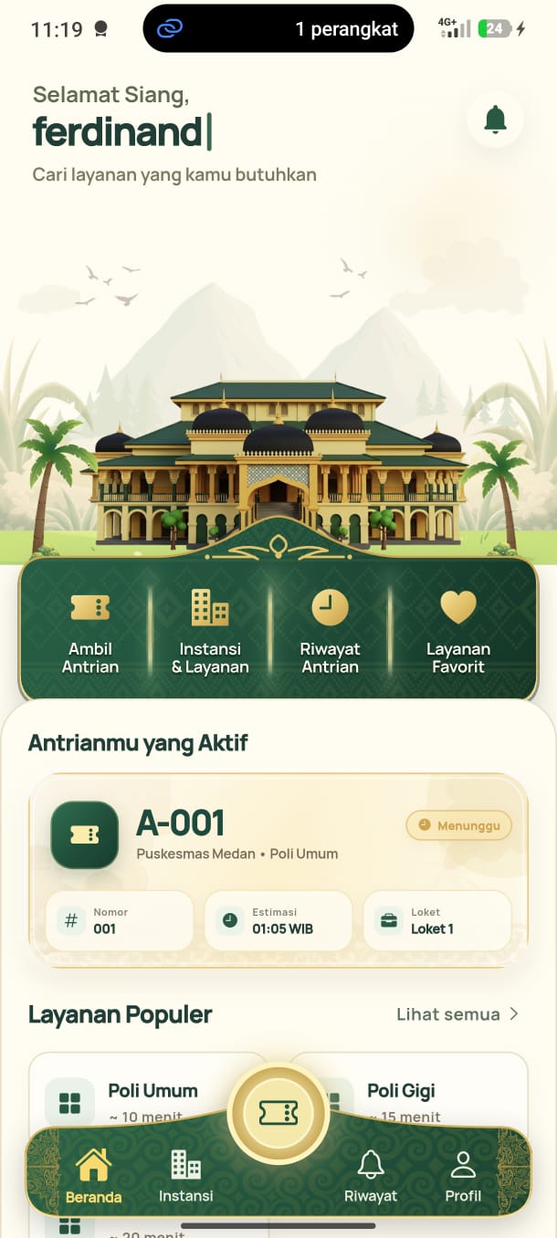 Antrianku mobile app screen